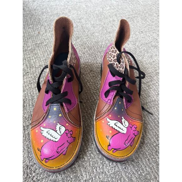 Soletech when pigs fly leather multi media patterned shoes 8.5 - Picture 1 of 5
